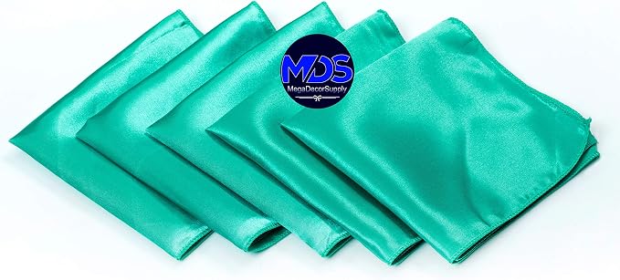 Set of 100 PCS Satin Napkin 12x12 Inch Square, Dinner Table Napkins for Wedding, Bulk Silky Sateen Cloth Napkins for Restaurant Banquet Graduation Birthday Party Decoration - Sea Green - Image 2