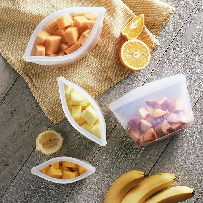 Stasher Premium Reusable Silicone Food Storage Bags, 2-Pack, Clear | Food-Safe Silicone, Eco-Friendly, Reusable Freezer Bags, Microwave, Dishwasher, Oven, Snack Bags, Lunch Containers, Meal Prep - Image 3