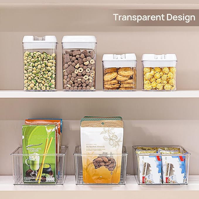 Vtopmart 10 Pack Food Storage Organizer Bins, Clear Plastic, 4 Compartments | For Pantry, Kitchen, Fridge and Cabinet Organization, Organize Food Packets, Snacks, Pouches and Spice Packets - Image 4