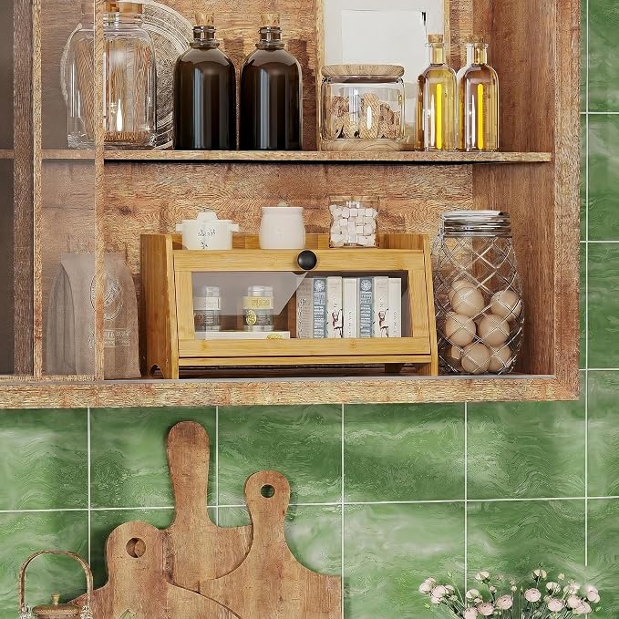BAMBANG Bread Box for Kitchen Countertop, Bamboo Bread Box for Homemade Bread, Wooden Farmhouse Bread Storage Container, Large Breadbox Bread Bin Organizer for Counter Cabinet Pantry, Natural - Image 7