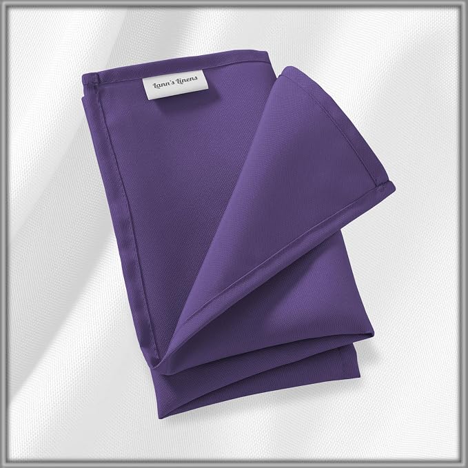 Lann's Linens Set of 144 Cloth Dinner Napkins, 20-inch Polyester Napkins, Washable and Reusable Fabric for Weddings, Hotels, Restaurants - Purple - Image 6
