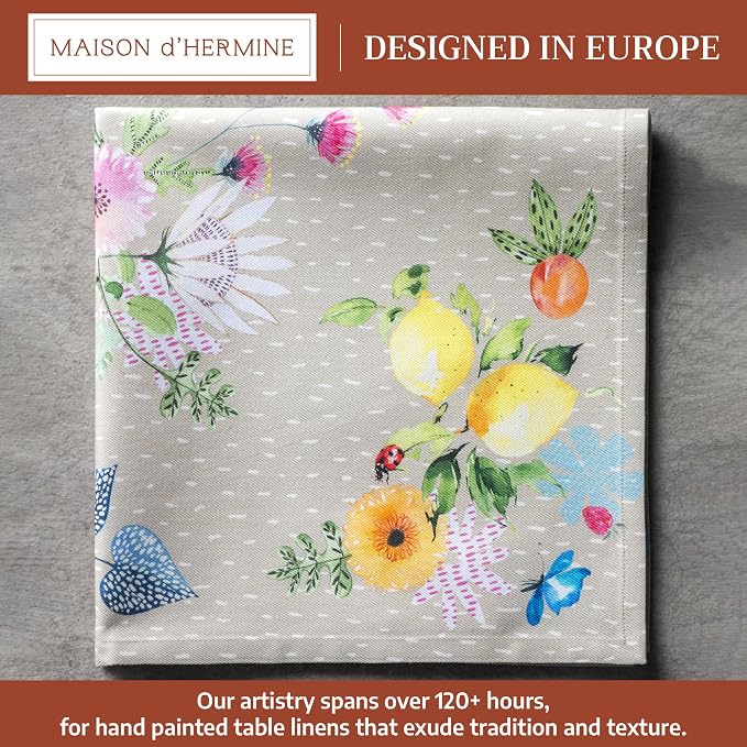 Maison d' Hermine Cloth Napkins Set of 4 Reusable 100% Cotton (20" x 20") | Everyday Square Napkins Cloth Washable Dinner Party Wedding Restaurant Hotel Kitchen Spring Summer - Jardin D'Ete - Fog - Image 2