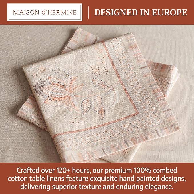 Maison d' Hermine Cloth Napkins Set of 4 100% Combed Cotton (20" x 20") | Everyday Square Napkins Cloth Washable Dinner Party Wedding Restaurant Hotel Kitchen Spring Summer - Society Florals - Image 3