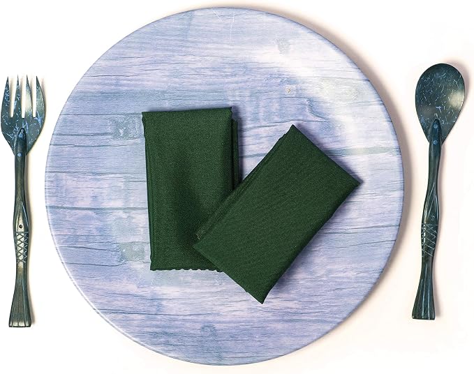 Pack of 100 Polyester Napkins 17 x 17 Inch Square with Scalloped Edge, Plain Washable Reusable Dining Table Cloth Napkin for Wedding Party Banquet Home Restaurant Bistro Decoration - Hunter Green - Image 3