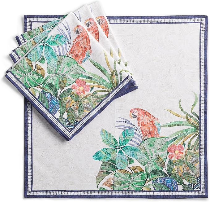Maison d' Hermine Cloth Napkins Set of 4 100% Combed Cotton (20" x 20") | Everyday Square Napkins Cloth Washable Dinner Party Wedding Restaurant Hotel Kitchen Spring Summer - Mosaic by MaisondHermine