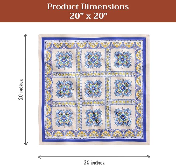 Maison d' Hermine Cloth Napkins Set of 4 100% Combed Cotton (20" x 20") | Everyday Square Napkins Cloth Washable Dinner Party Wedding Restaurant Hotel Kitchen Spring Summer - Sciacca - Image 5