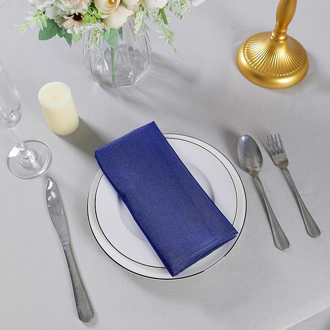 Cloth Napkins 17x17 inch Washable Polyester Dinner Napkins Soft Table Napkins for Wedding Party Dining Banquet(Royal Blue,50PCS) - Image 7
