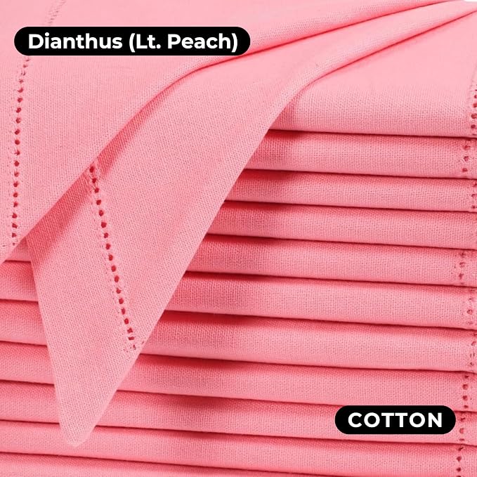 Bedding Craft Cotton Cloth Dinner Napkins Set of 12 – 18x18 Dianthus Pecan Hemstitched – Reusable Machine Washable Fabric Napkins for Weddings, Parties & Everyday Dining - Image 3