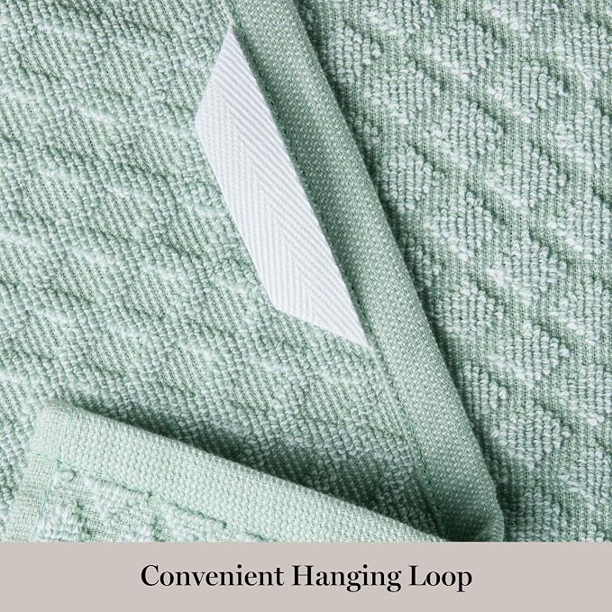 Martha Stewart Honeycomb Chambray Textured Kitchen Towel 4-Pack Set, 100% Cotton with Absorbent Terrycloth, Decorative Kitchen Towels, Mint Green, 16"x28" - Image 4