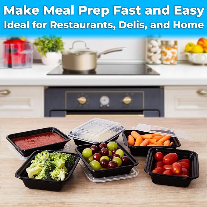 Pro Grade BPA-Free Plastic Containers with Lids 50ct. 12oz Leakproof Microwavable Portion Container for To-Go Orders, Food Prep and Storage. Reusable Bento Box for Restaurant Cafe and Catering. - Image 2