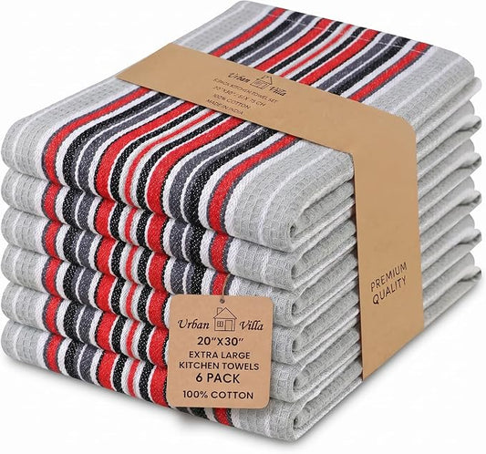 Urban Villa Kitchen Towels Cotton Dish Towels 20”x30” (Set of 6) Grey by CottonTrends