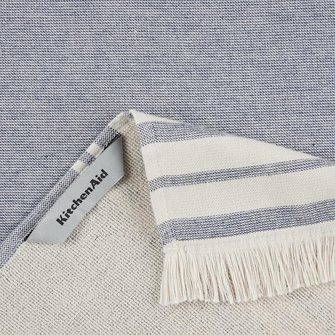 KitchenAid Vintage Stripe Kitchen Towels 8-Pack, Absorbent 100% Woven Cotton, Ink Blue/Ivory, 17”x28” - Image 3