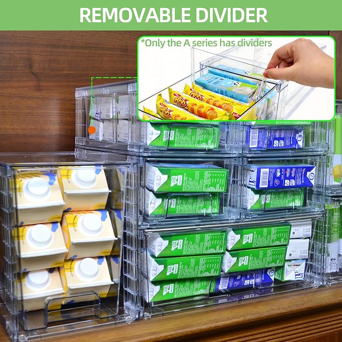 Small Stackable Clear Acrylic Storage Drawers(4 Pack) with Handles,Plastic Organizer Bins for Fridge Bathroom Kitchen Cabinet Pantry Coffee bar Undersink Office Closet Storage Bins - Image 5