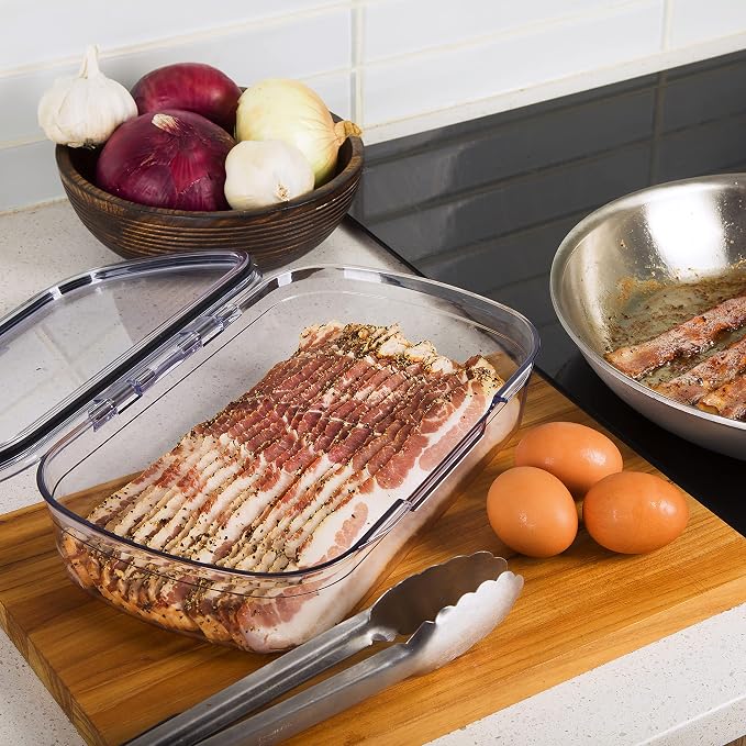 Progressive Prokeeper + Deli Storage Set: Air-Tight Silicone Sealed Containers w Grooved Bottom, Dry Erase Lid, BPA-Free, Stackable, Keeps Meats & Cheeses Fresh Longer, PKS-700C Deli 1.65L - Image 6