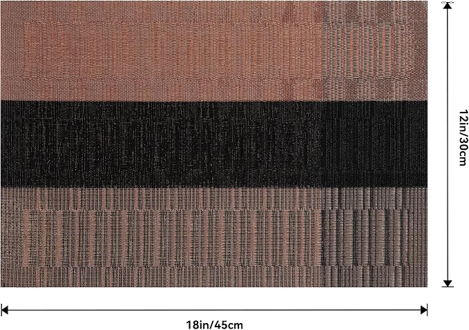 Leetaltree Brown with Black Striped Placemats Set of 4 - Heat Resistant Non-Slip Place mats for Dining Table, Washable Durable PVC Vinyl Woven Table Mats（Brown Stripe, 4） - Image 9
