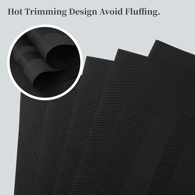 Leetaltree Black Frame Placemats Set of 24 - Heat Resistant Non-Slip Place mats for Dining Table, Washable Durable PVC Vinyl Woven Table Mats(Black Frame, 24) - Image 4