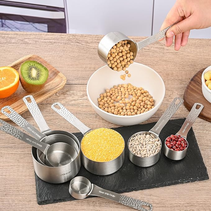 Measuring Cups and Spoons Set 20 for Dry & Liquid, Metric & US 18/8 Stainless Steel Measuring Cups and Spoons Set with Leveler for Baking & Kitchen, 8 Measure Cup and 9 Spoon & Leveler - Image 8