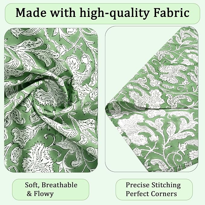 Sage Green Hand Block Print 100% Cotton Napkins 18" x 18" (Set of 4) Reuseable Kitchen Napkins Cloth Decor Dinner Party Wedding Cocktail Gift for Spring, Easter, Summer - Image 6