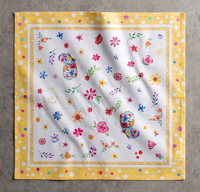 Maison d' Hermine Cloth Napkins Set of 4 Reusable 100% Cotton (20" x 20") | Everyday Square Napkins Cloth Washable Dinner Party Wedding Restaurant Hotel Kitchen Spring Summer - Happy Florals - Sweety - Image 9