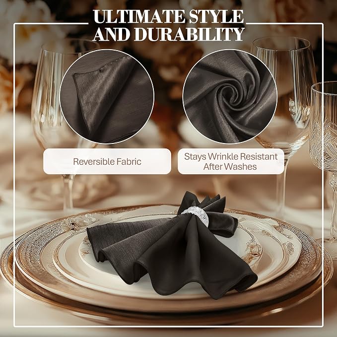 17x17-Inch Shantung Cloth Napkins, Espresso, Set of 36 - Image 3