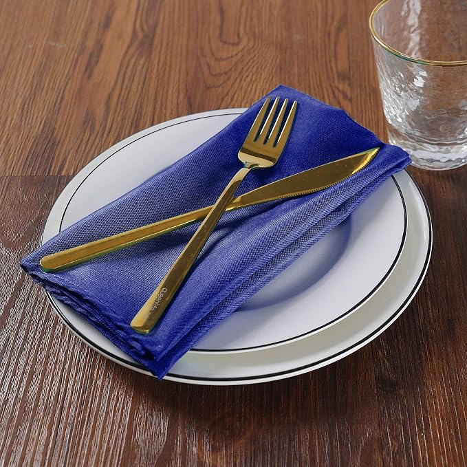 Cloth Napkins 20x20 inch Washable Polyester Dinner Napkins Soft Table Napkins for Wedding Party Dining Banquet(Royal Blue,100PCS) - Image 6