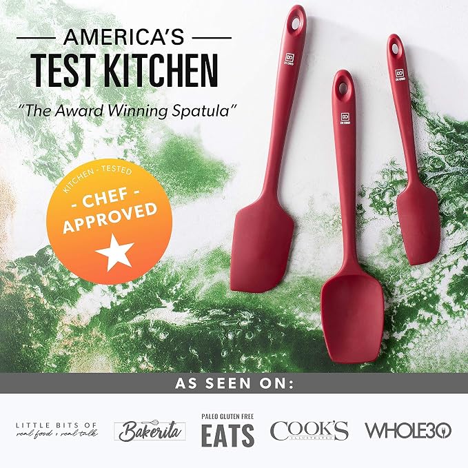 DI ORO Silicone Spatula Set - Rubber Kitchen Spatulas for Baking, Cooking, & Mixing - 600°F Heat-Resistant & BPA Free Silicone Scraper Spatulas for Nonstick Cookware - Dishwasher Safe (5pc, Red) - Image 8