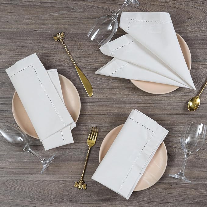 Cotton Cloth Napkins Set of 12, 18x18 Cotton Napkin Cloth Washable, Soft, Reusable Napkins for Wedding, Parties, Christmas, Thanksgiving, Everyday Use (Off White) - ALPHA Living HOME - Image 2