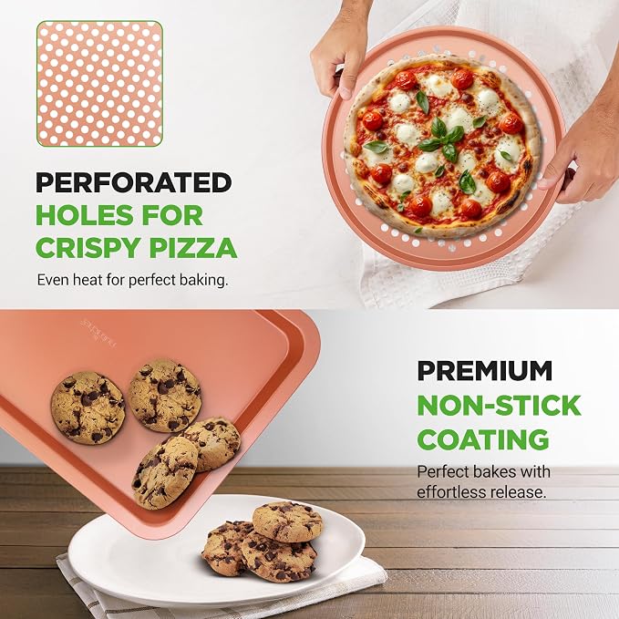 NutriChef 10-Piece Oven Baking Pans Set - Deluxe Carbon Steel Bakeware Set with Non-stick Gray Coating Inside and Out, Dishwasher Safe & PFOA, PFOS, PTFE Free - Image 6