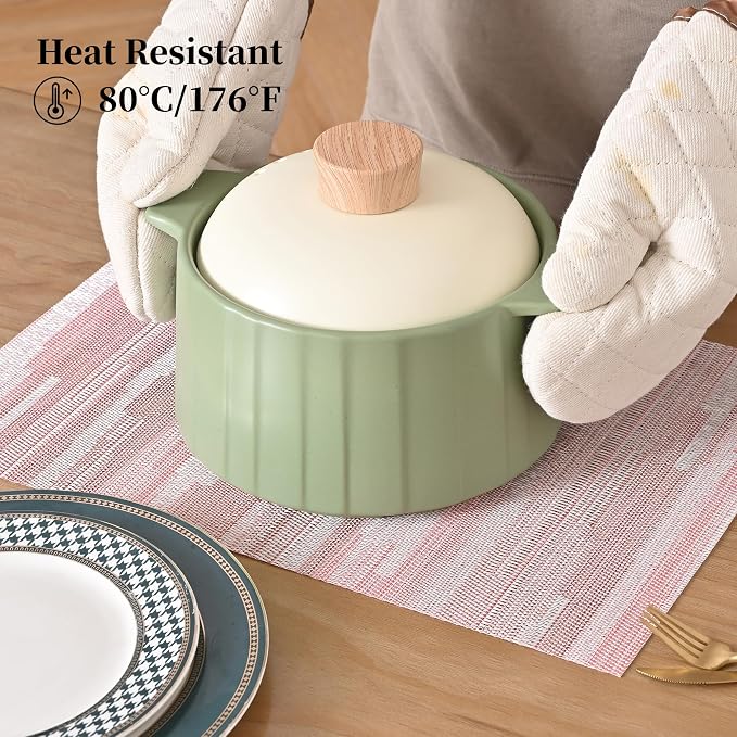 Leetaltree Misty Rose Placemats Set of 4 - Heat Resistant Non-Slip Place mats for Dining Table, Washable Durable PVC Vinyl Woven Table Mats（Misty Rose, 4） - Image 4