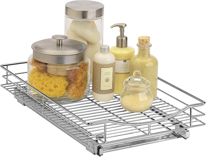 LYNK PROFESSIONAL® Pull Out Cabinet Organizer, 11" x 18" Slide Out Cabinet Organizer Pull Out Drawer – Pull Out Shelves for Kitchen Cabinets – Under Sink Organizers - Lifetime Ltd. Warranty, Chrome - Image 8