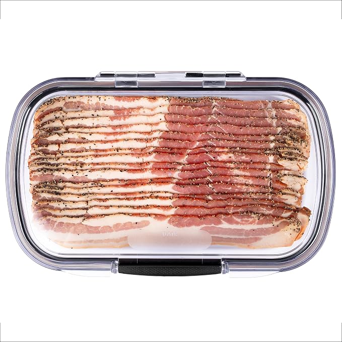 Progressive Prokeeper + Deli Storage Set: Air-Tight Silicone Sealed Containers w Grooved Bottom, Dry Erase Lid, BPA-Free, Stackable, Keeps Meats & Cheeses Fresh Longer, PKS-700C Deli 1.65L - Image 4