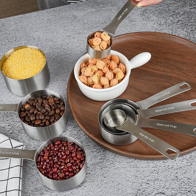 Measuring Cups and Spoons Set, 18/8 Stainless Steel Measuring Cups and Spoons Set with Leveler for Kitchen & Baking, Metric & US Measure Tools with 2/3 & 3/4 Cups - Image 9