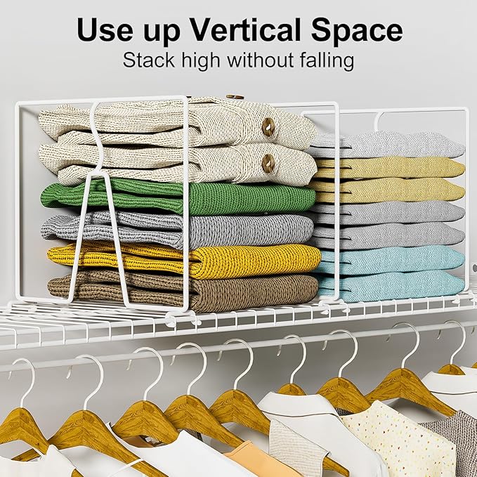 SortNStore Wire Shelf Dividers for Closet: Tall 10.6in x Deep 12in, 8 Pack | Wire Rack Accessories - Adjustable Purse Organizer for Clothes Handbags - Metal Pantry Separators - Image 4