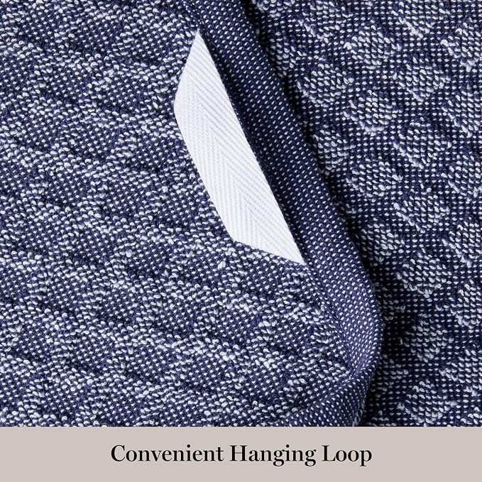 Martha Stewart Honeycomb Chambray Textured Kitchen Towel 4-Pack Set, 100% Cotton with Absorbent Terrycloth, Decorative Kitchen Towels, Navy Blue, 16"x28" - Image 4