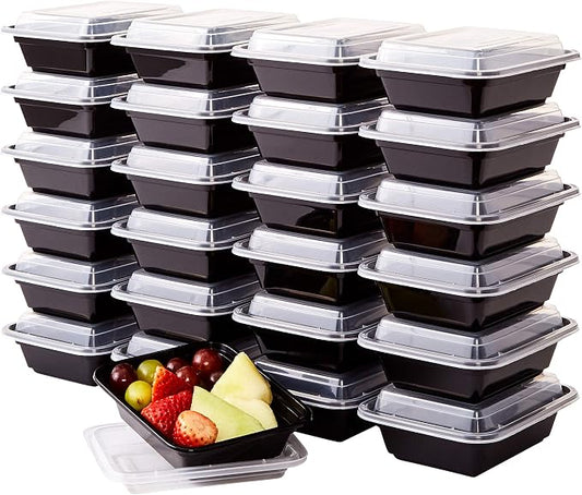 Durable Food Storage Container, Commercial Grade, BPA Free Plastic Containers with Lids, 25ct, Recyclable, Leakproof, Microwavable Portion Container for To-Go Orders, Food Prep and Storage, 12 ounce by FoodRestaurantSupplies