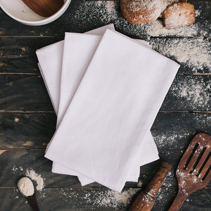 100% Cotton Flour Sack Towels – 50 Pack, 27x27 Inches, White, Lint-Free, Pre-Washed, Hemmed Edges – Reusable Kitchen Towels for Cleaning, Embroidery, Printing & Crafts - White - Image 2