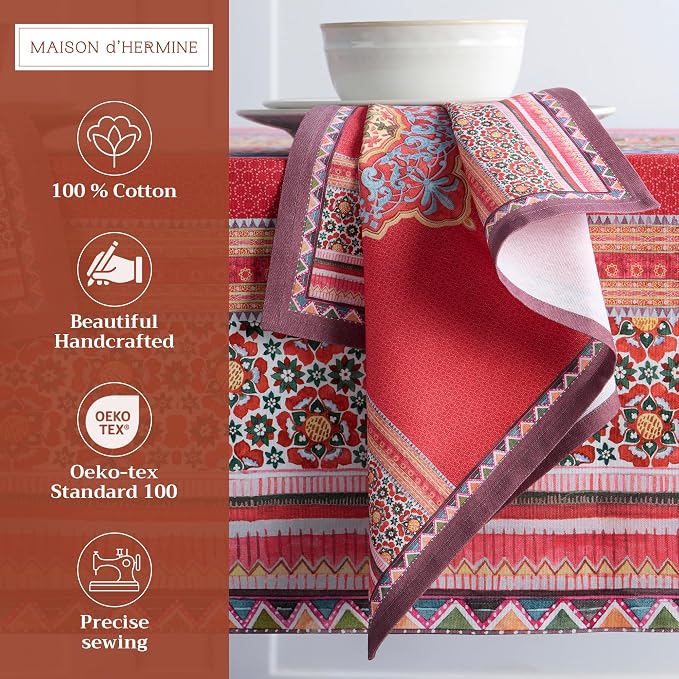Maison d' Hermine Cloth Napkins Set of 4 Reusable 100% Cotton (20" x 20") | Everyday Square Napkins Cloth Washable Dinner Wedding Restaurant Hotel Kitchen Thanksgiving Christmas - Ispahan - Image 2