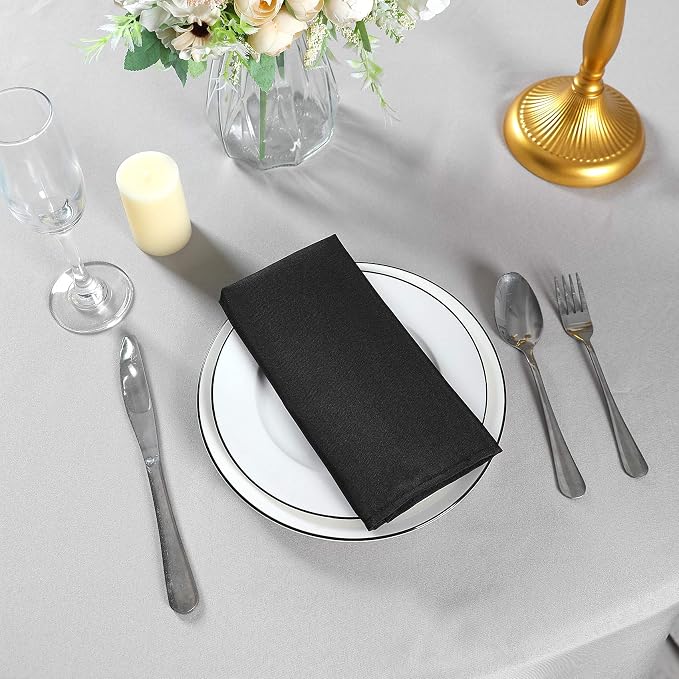 Cloth Napkins 17x17 inch Washable Polyester Dinner Napkins Soft Table Napkins for Wedding Party Dining Banquet(Black,25PCS) - Image 7