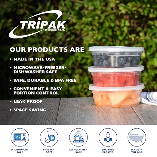 Plastic Microwaveable Food Containers with Lids 8 oz | BPA Free | Stackable | Leakproof | Microwave/Dishwasher/Freezer Safe - Image 5