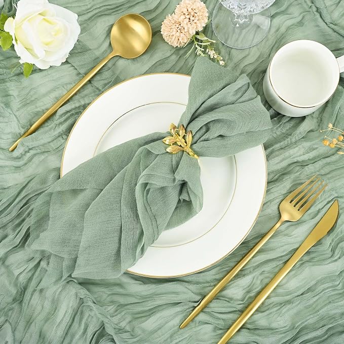 Sage Green Cheesecloth Napkins - Bulk Set of 50, 20x20 Inch Washable and Reusable Boho Cotton Gauze Cloth Napkins for Weddings, Bridal Girl Baby Shower, Party and Banquet - Image 4
