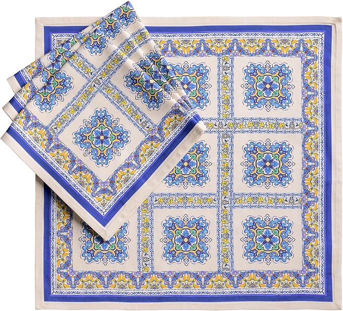 Maison d' Hermine Cloth Napkins Set of 4 100% Combed Cotton (20" x 20") | Everyday Square Napkins Cloth Washable Dinner Party Wedding Restaurant Hotel Kitchen Spring Summer - Sciacca by MaisondHermine
