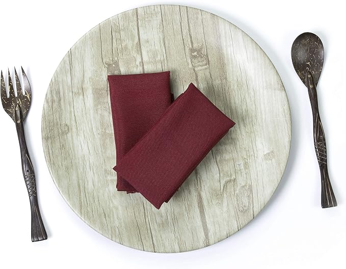 Pack of 25 Polyester Napkins 17 x 17 Inch Square with Scalloped Edge, Plain Washable Reusable Dining Table Cloth Napkin for Wedding Party Banquet Home Restaurant Bistro Decoration - Maroon - Image 3