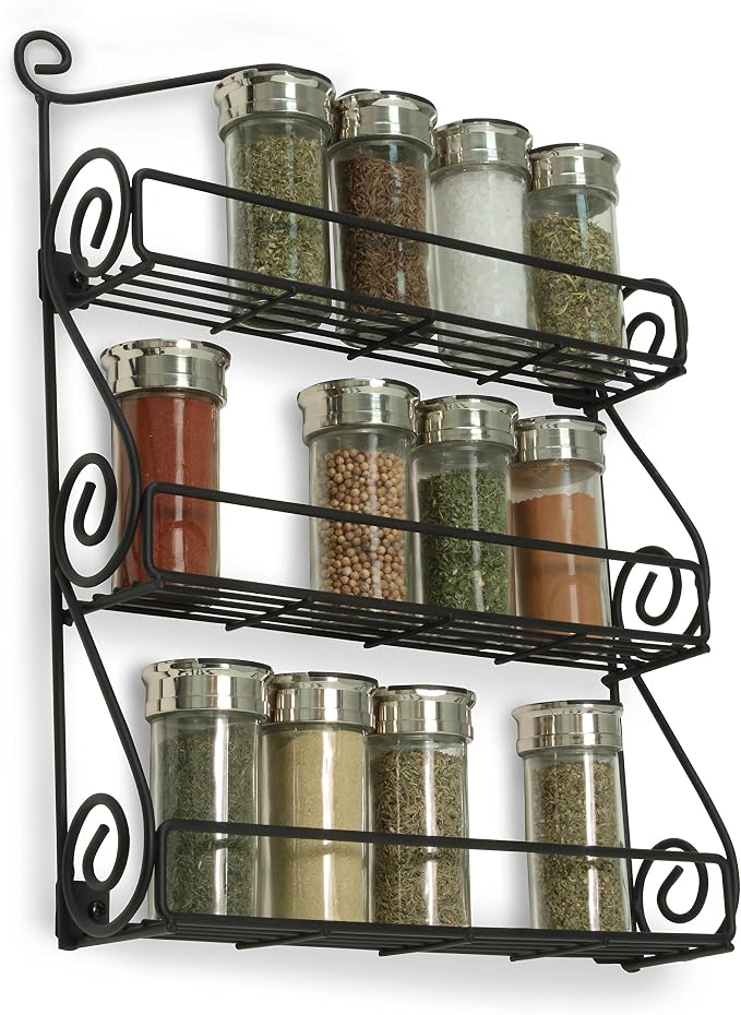Spectrum Diversified Scroll Wall-Mounted Traditional Spice Rack Organizer for Cabinet & Kitchen, 3-Tier, Beauty & Nail Polish, 43710 - Image 10