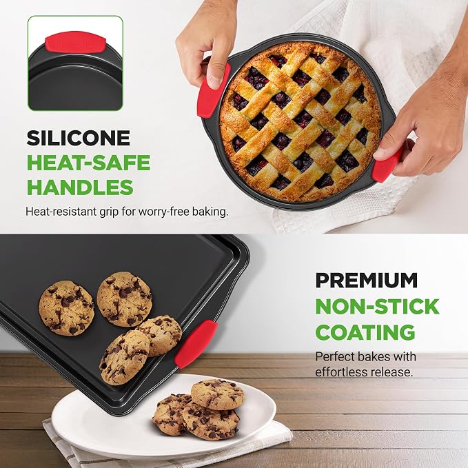 NutriChef Baking Pans Set - 6 Piece Bakeware with Nonstick Carbon Steel for Easy Release and Cleanup, Durable and Versatile Design, Includes Cookie Sheet, Loaf Pan, Muffin Tin & More - Image 6