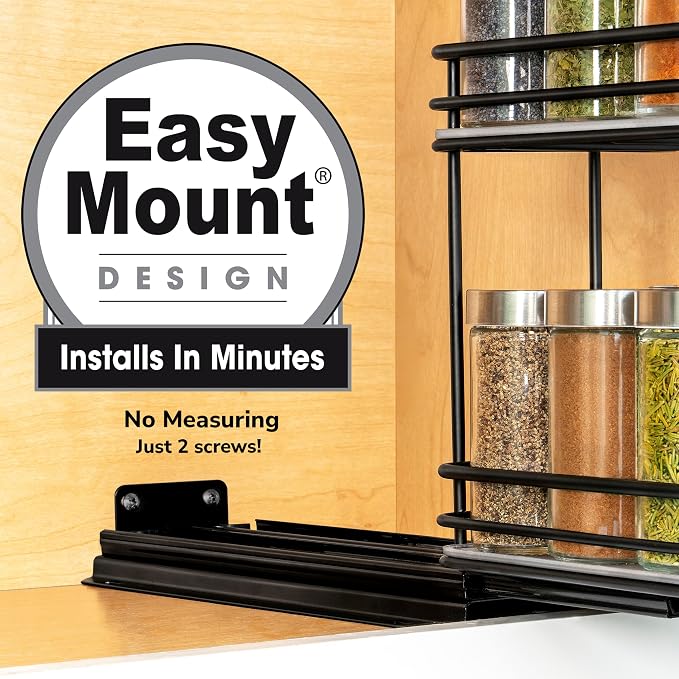 LYNK PROFESSIONAL® Pull Out Spice Organization for Cabinets - 4-3/8 inch Wide – Spice Rack for Inside Cabinets, Slide Out Spice Rack Organizer for cabinet – Pull Out Spice Rack, Sliding 2 Tier Black - Image 4