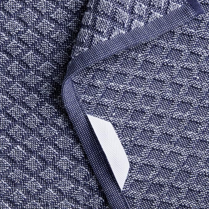 Martha Stewart Honeycomb Chambray Textured Kitchen Towel 4-Pack Set, 100% Cotton with Absorbent Terrycloth, Decorative Kitchen Towels, Navy Blue, 16"x28" - Image 3