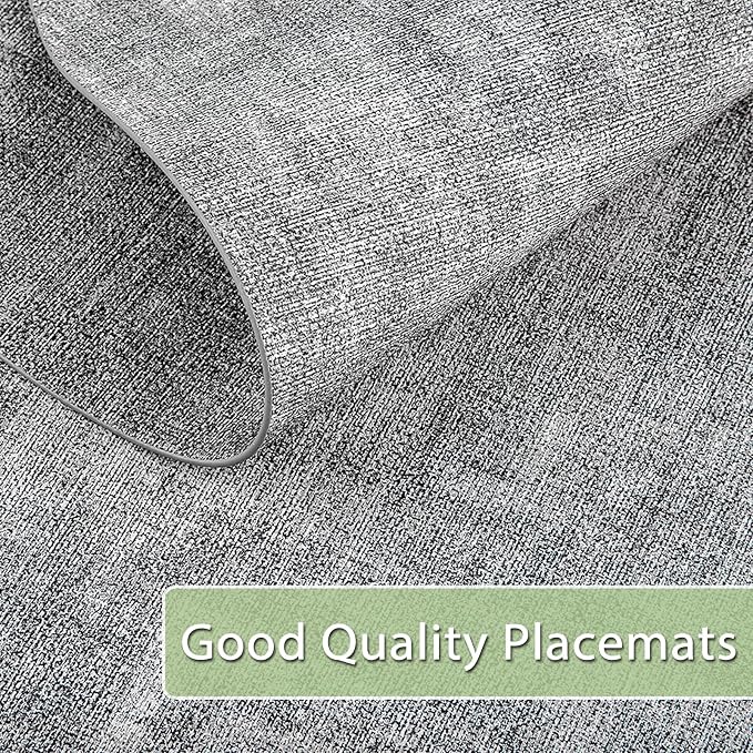 Placemats for Dining Table Set of 6 Non-Slip, Heat Resistant Oval Leather Placemat Double Layer, Waterproof Table Mats Easy to Clean for Kitchen Dining Room Coffee Office Table, Grey - Image 5