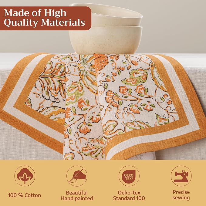 Maison d' Hermine Cloth Napkins Set of 4 Reusable 100% Cotton (20" x 20") | Everyday Square Napkins Cloth Washable Dinner Wedding Restaurant Hotel Kitchen Thanksgiving Christmas - Pumpkin Spice - Image 3
