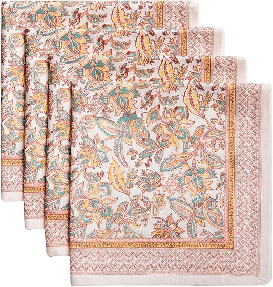 Maison d' Hermine Cloth Napkins Set of 4 Reusable 100% Cotton (20" x 20") | Everyday Square Napkins Cloth Washable Dinner Wedding Restaurant Hotel Kitchen Thanksgiving Christmas - Nila by MaisondHermine