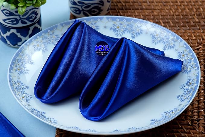 MDS® Pack of 150 Satin Napkins 12 x 12 Inch, Soft Silky Reusable Cloth Dinner Table Napkins for Wedding Décor, Reception, Birthday, Parties, Banquets, Catering, Restaurants & Hotel - Royal Blue - Image 7